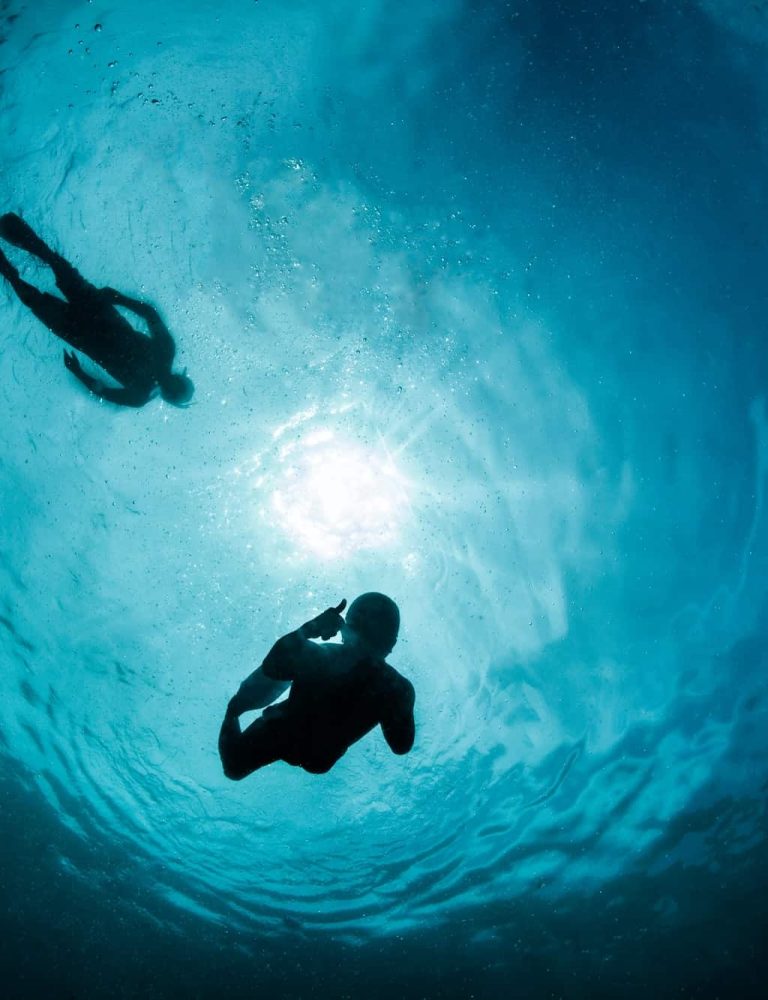snorkellers silhouettes
